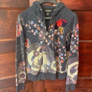 Lucky Brand Embroidered Geisha Printed Hoodie